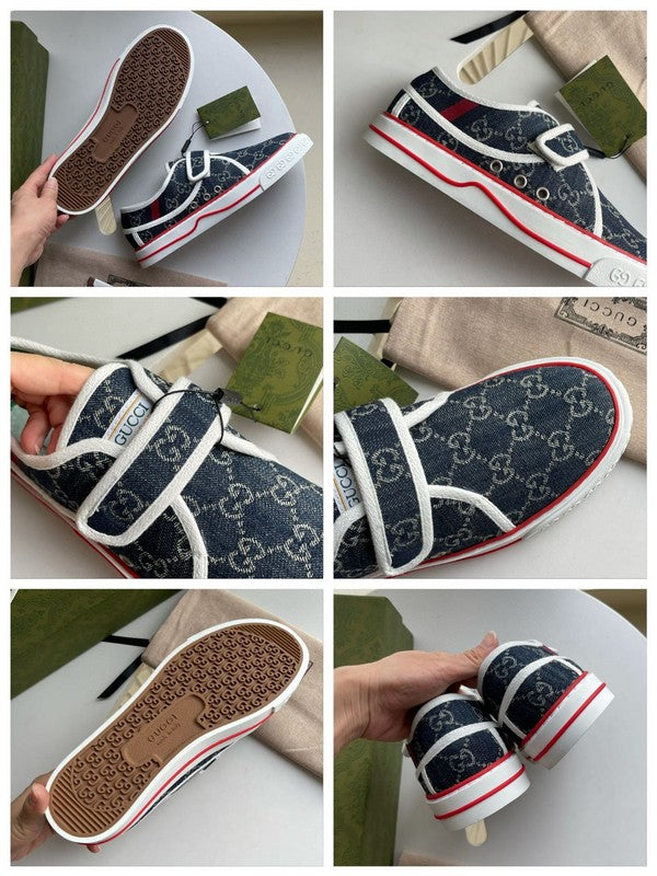 Gucci soft grey luxury sneakers view 5 classic court silhouette