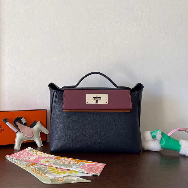 Side view of poised structured handbag