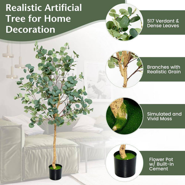 5 . 5 FT Artificial Tree Fake Eucalyptus Tree