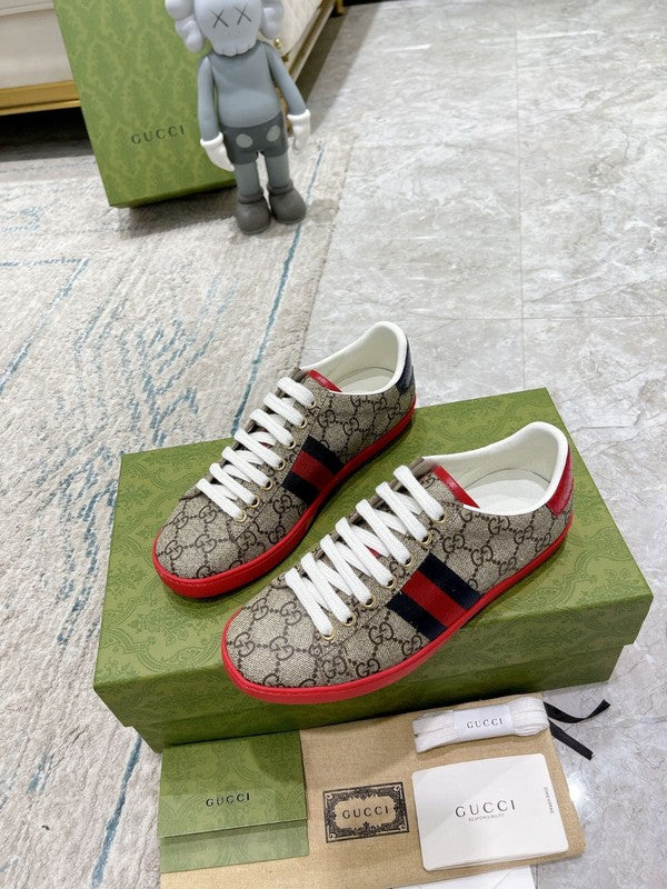 Gucci soft grey luxury sneakers view 5 premium leather build