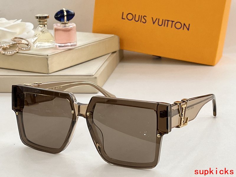 Close-up detail view of Louis Vuitton unisex sunglasses