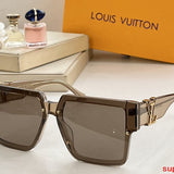 Close-up detail view of Louis Vuitton unisex sunglasses