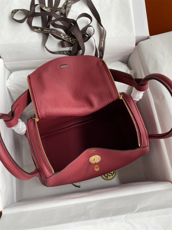Side view of polished structured handbag