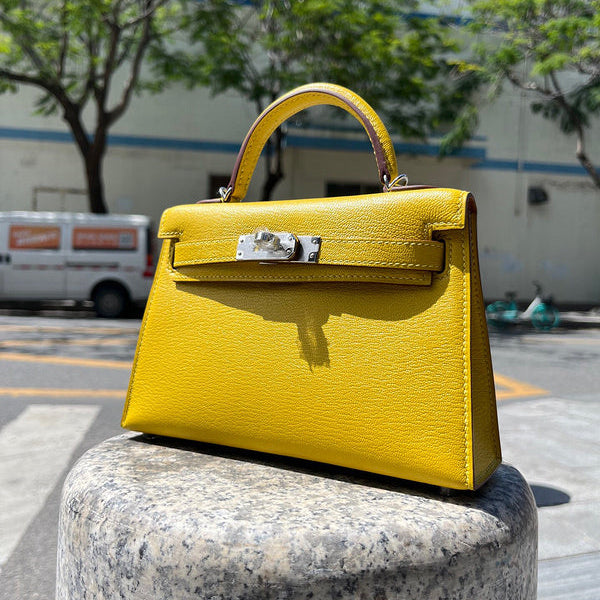Side view of balanced structured handbag