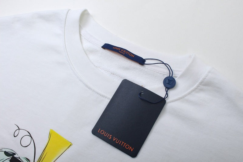 Flat lay presentation of Louis Vuitton luxury clothing with contemporary cut