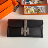 Side view of classic structured handbag