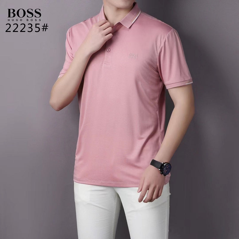 Full styled look of Polo cotton polo shirt with logo-detail design
