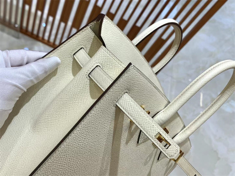 Side view of balanced structured handbag
