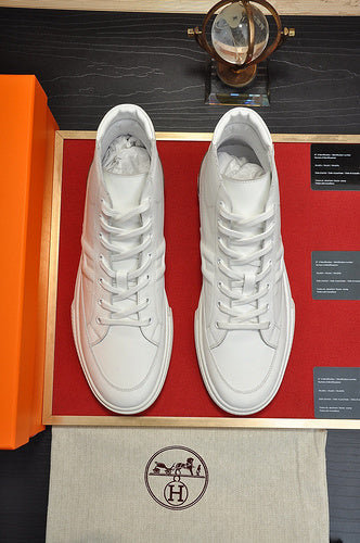 Hermès White Pointed-Toe Flats - Full Silhouette View