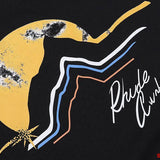 Front view of Rhude luxury clothing with signature branding