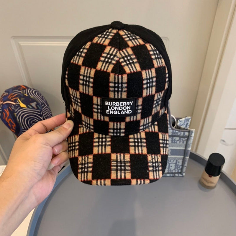 Angled view of Burberry unisex cap