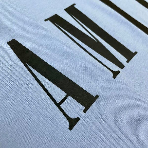 Close-up of Amiri t-shirt craftsmanship