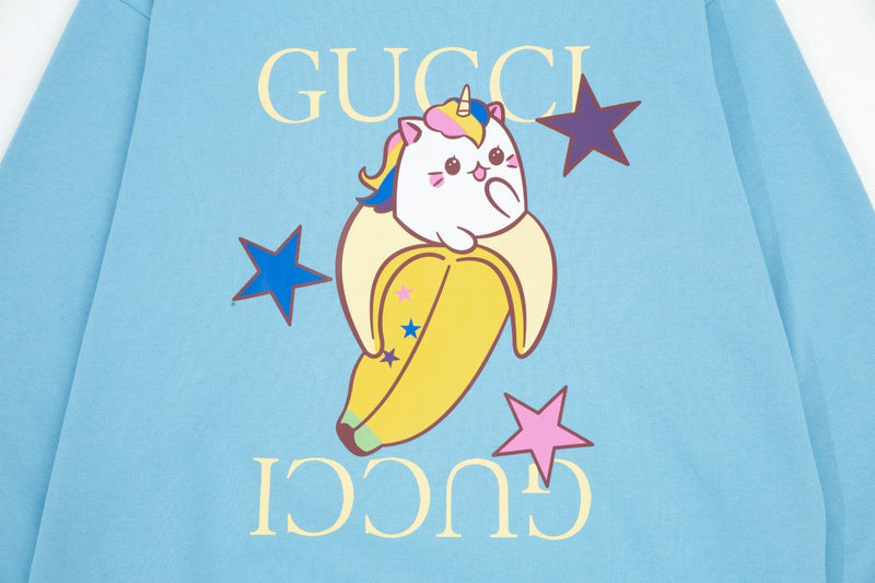 Flat lay presentation of Gucci luxury clothing with contemporary cut