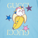 Flat lay presentation of Gucci luxury clothing with contemporary cut