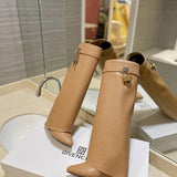 Givenchy Chocolate Brown Combat Boots - Heel Detail View