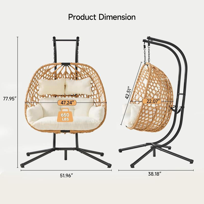 ONBRILL Double Hanging Egg Chair with Stand