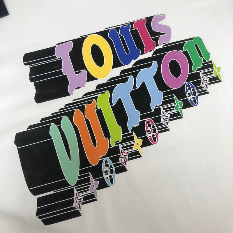 Flat lay presentation of Louis Vuitton cotton t-shirt with label-forward styling
