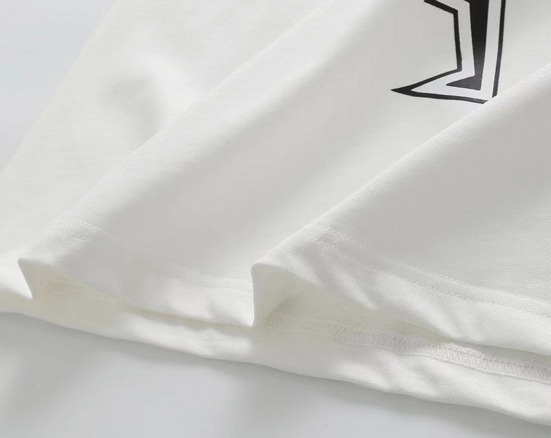 Close-up detail shot of Louis Vuitton cotton t-shirt with monogram-inspired silhouette