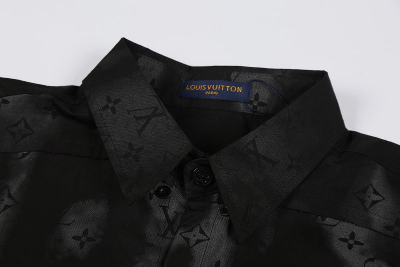 Side profile of Louis Vuitton luxury clothing with logo-detail design