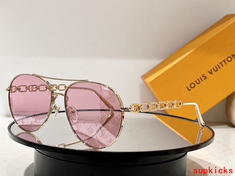 Close-up detail view of Louis Vuitton unisex sunglasses