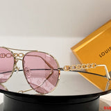 Close-up detail view of Louis Vuitton unisex sunglasses