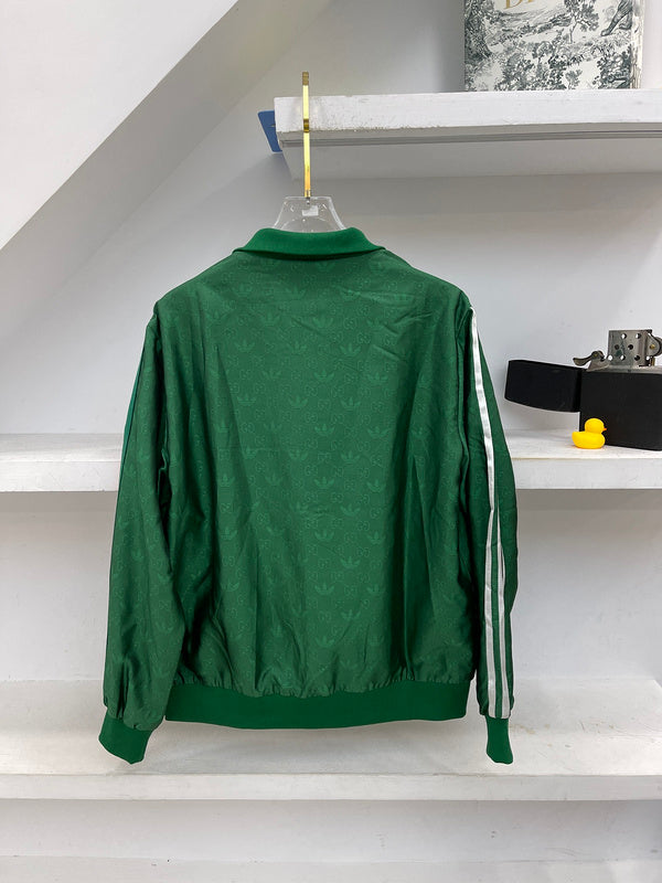 Close-up detail shot of Gucci luxury clothing with label-forward styling