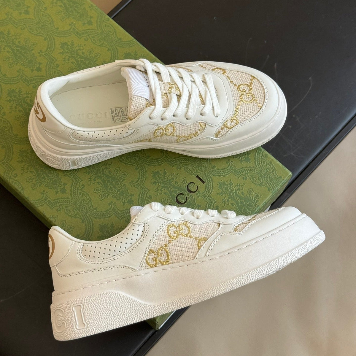 Front view of Gucci Embossed Sneaker premium sneakers