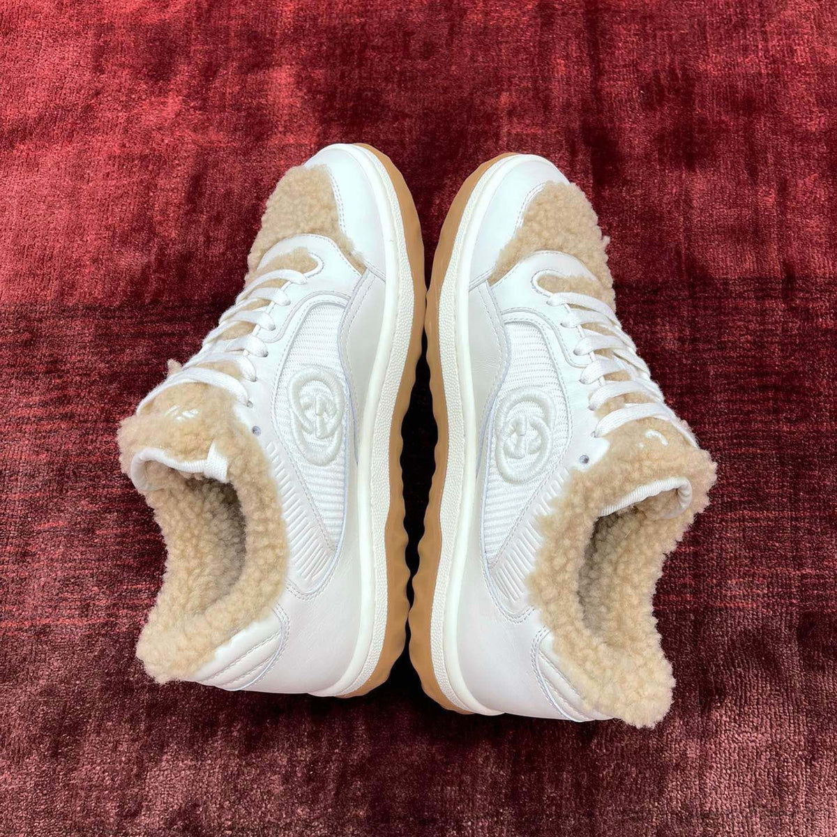 Interior view of Gucci Sneakers with organised compartments