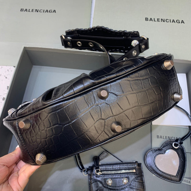 Statement Faux Leather Handbag - Polished Finish | Women's Luxury Handbag #363 - hardware and detail close-up (image 5) of designer-inspired handbag