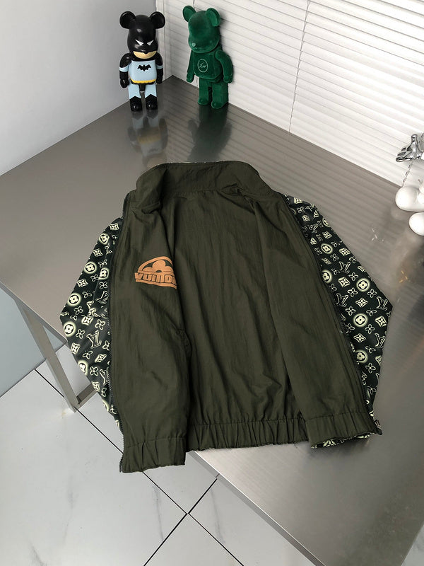 Front view of Louis Vuitton luxury clothing with signature branding