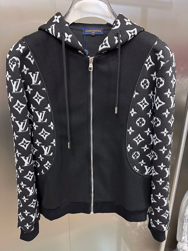 Side profile of Louis Vuitton luxury clothing with label-forward styling