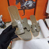 Hermès Nude Block Heel Sandals - Full Silhouette View