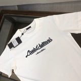Close-up detail shot of Louis Vuitton cotton t-shirt with runway-inspired design