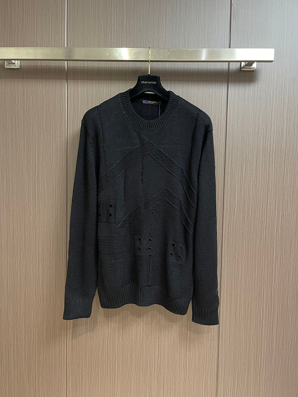 Front view of Louis Vuitton luxury clothing with monogram-inspired silhouette