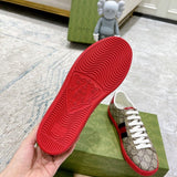 Side profile of Gucci soft grey sneakers premium leather build
