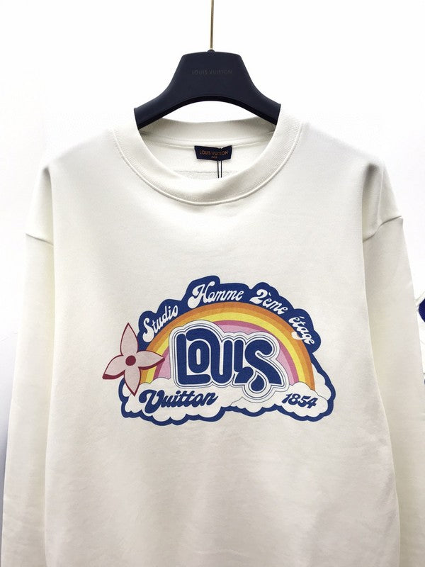 Front view of Louis Vuitton luxury clothing with label-forward styling