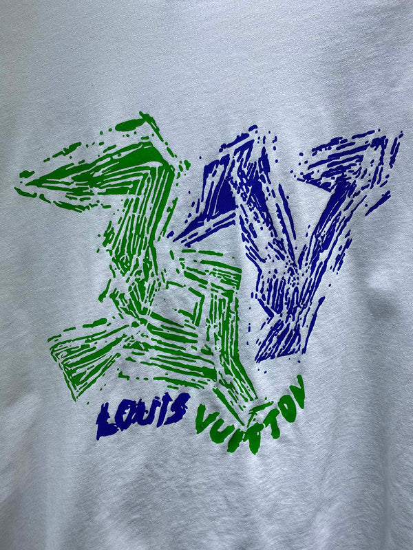 Back view of Louis Vuitton cotton t-shirt with runway-inspired design