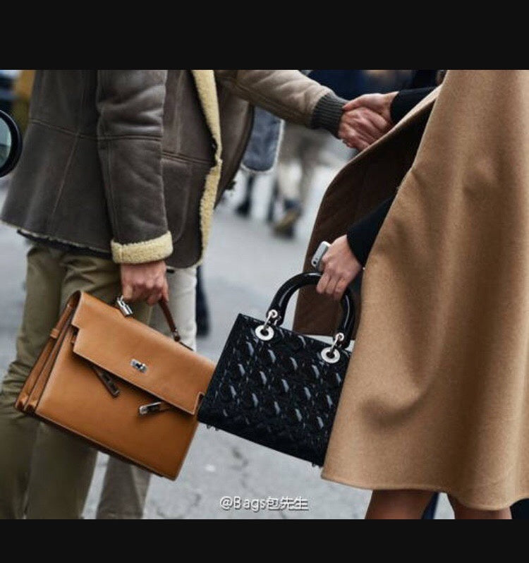 Close-up detail of poised bag design
