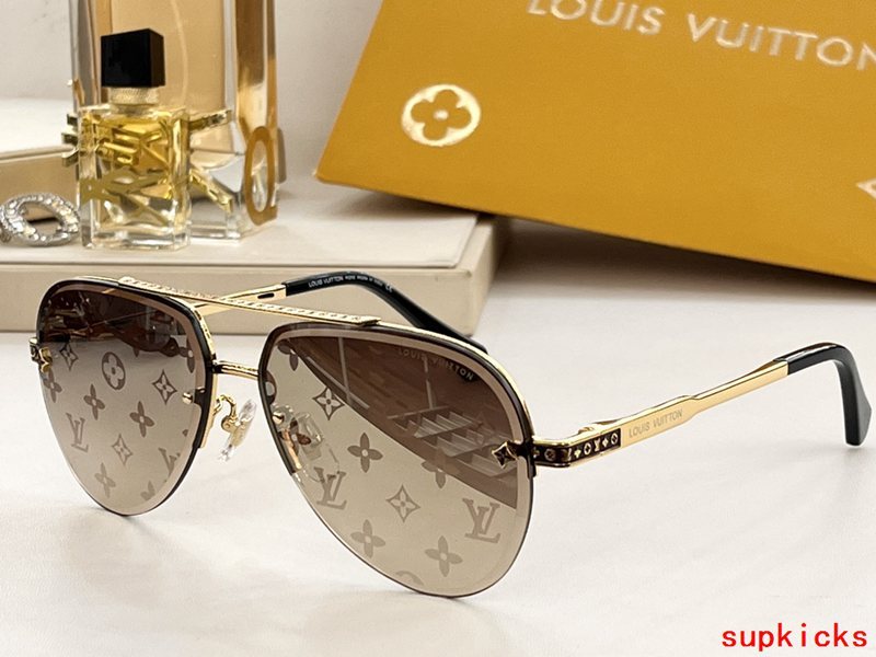 Close-up detail view of Louis Vuitton unisex sunglasses