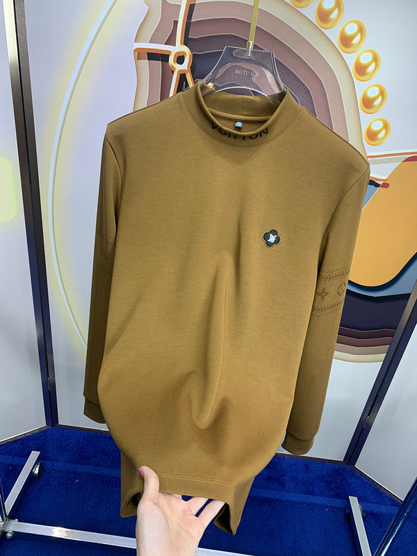 Front view of Louis Vuitton luxury clothing with monogram-inspired silhouette