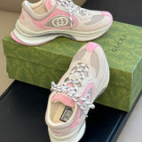 Gucci stone beige luxury sneakers view 9 bold athletic profile