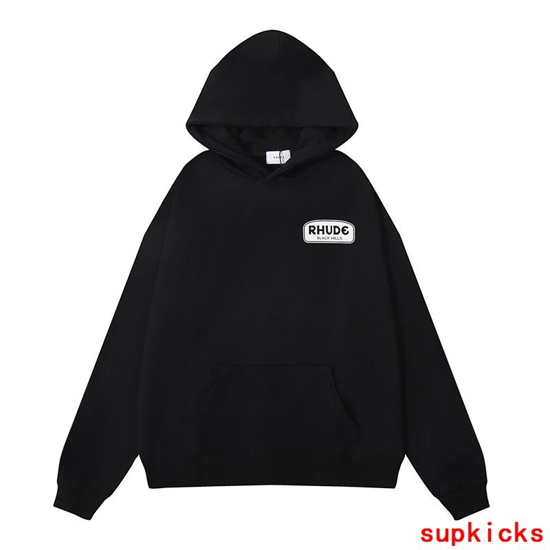 Full styled look of Rhude luxury clothing with signature branding