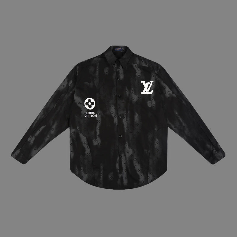 Side profile of Louis Vuitton luxury clothing with logo-detail design