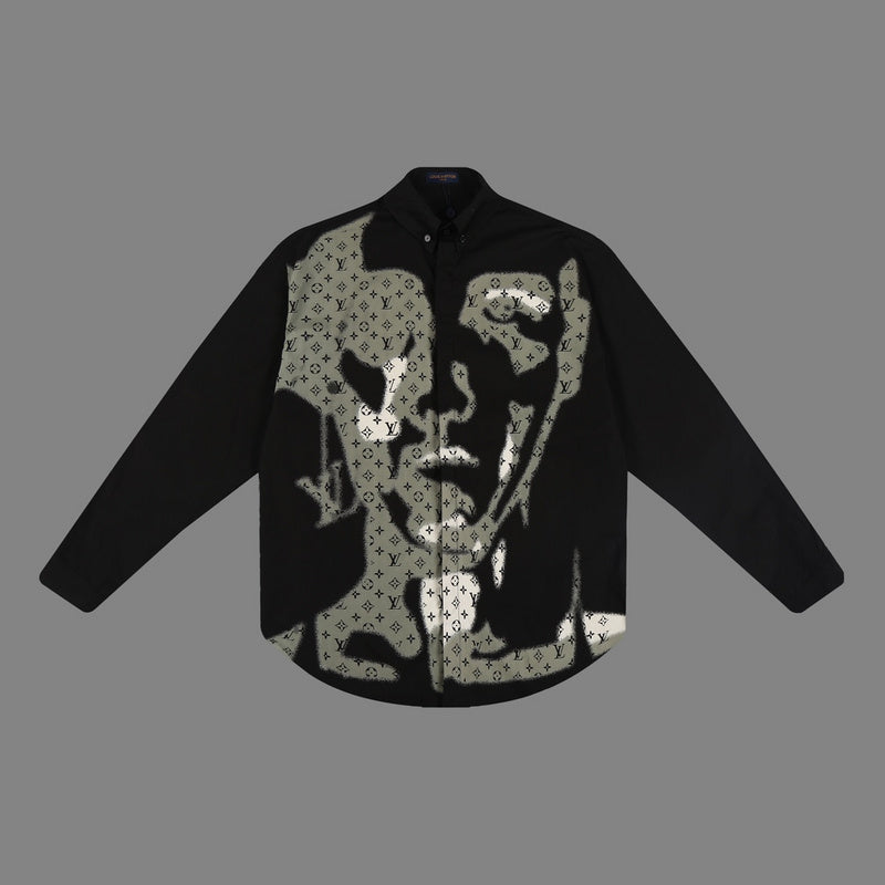 Side profile of Louis Vuitton luxury clothing with logo-detail design