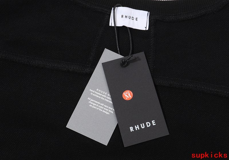 Front view of Rhude luxury clothing with everyday silhouette
