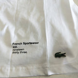 Front view of Lacoste luxury clothing with signature branding