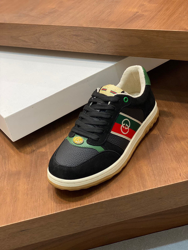 Gucci neutral cream luxury sneakers view 8 breathable knit upper