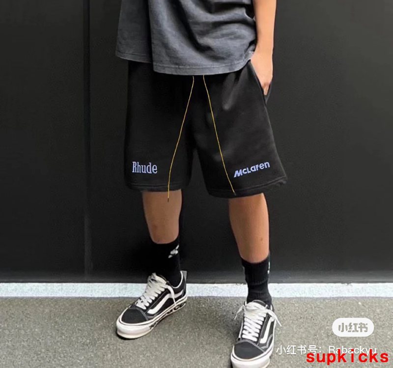 Front view of Rhude luxury clothing with contemporary cut