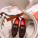 Hermès Grey Bow-Detail Flats - Lifestyle Styling Shot
