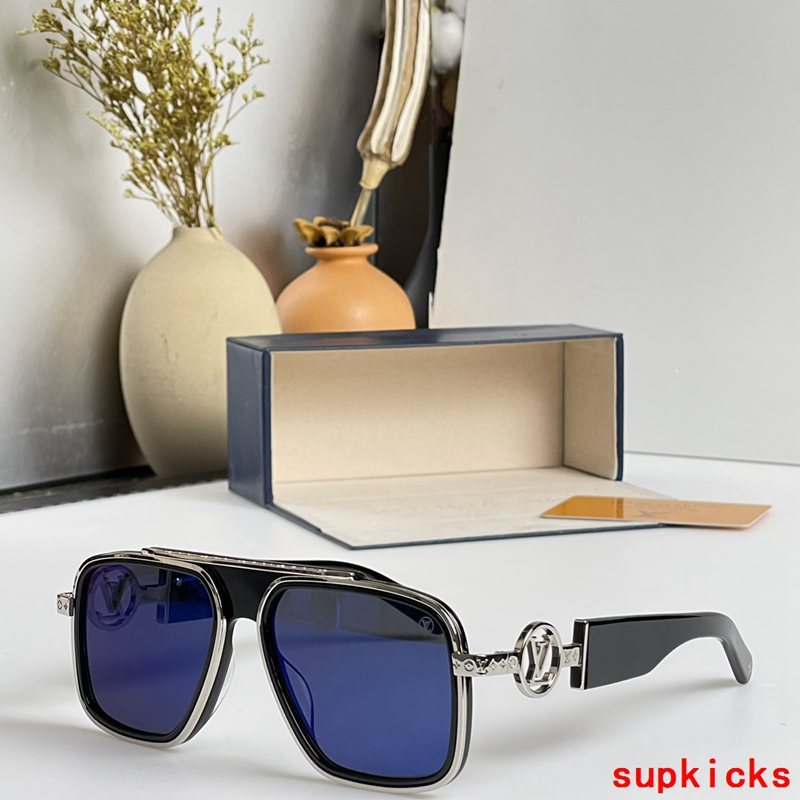Close-up detail view of Louis Vuitton unisex sunglasses
